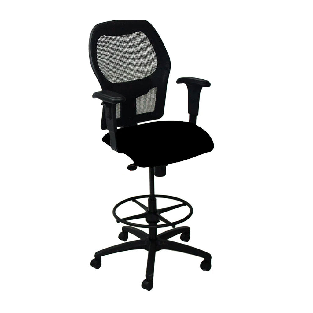 Ahrend: 160 Type Draughtsman Chair in Black Fabric - Black Base - Refurbished