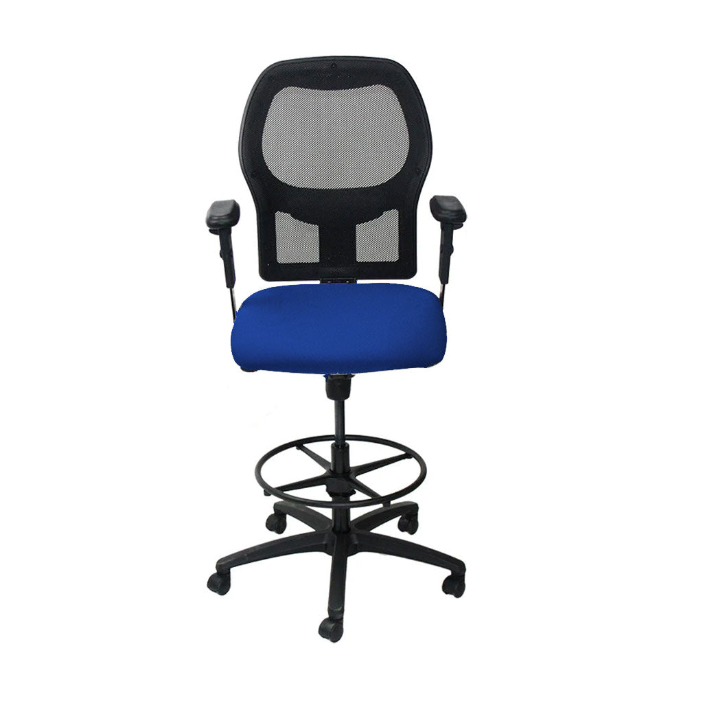 Ahrend: 160 Type Draughtsman Chair in Blue Fabric - Black Base - Refurbished