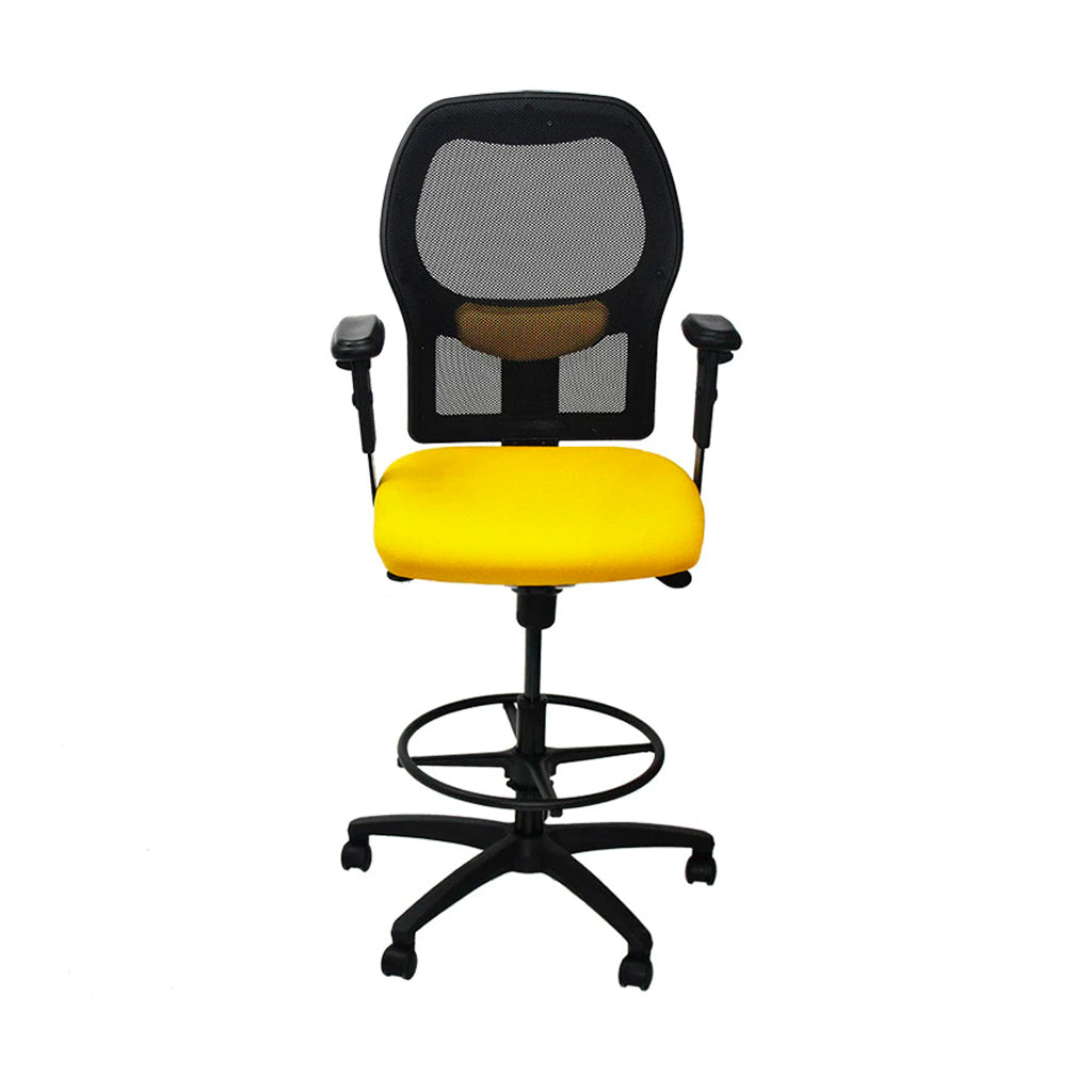Ahrend: 160 Type Draughtsman Chair in Yellow Fabric - Black Base - Refurbished