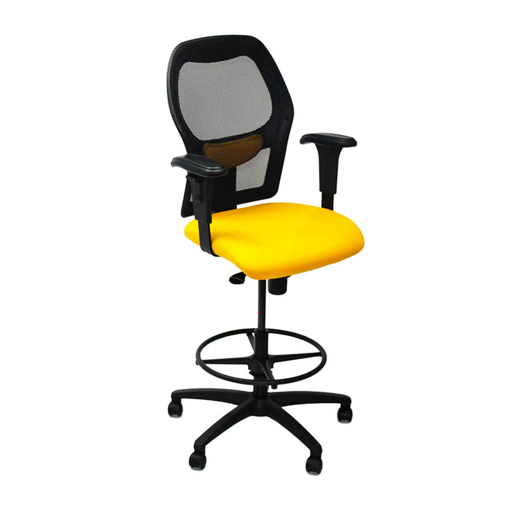 Ahrend: 160 Type Draughtsman Chair in Yellow Fabric - Black Base - Refurbished