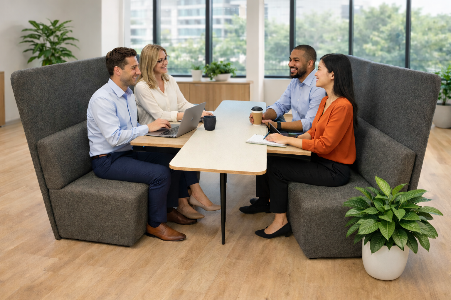 Davison: Face-to-face vergadercabine met hoge rugleuning - gerenoveerd