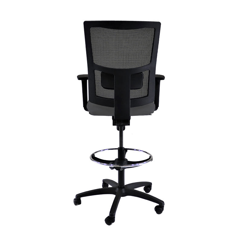Saxen: Ergo Draughtsman Chair in Grey Fabric - Refurbished