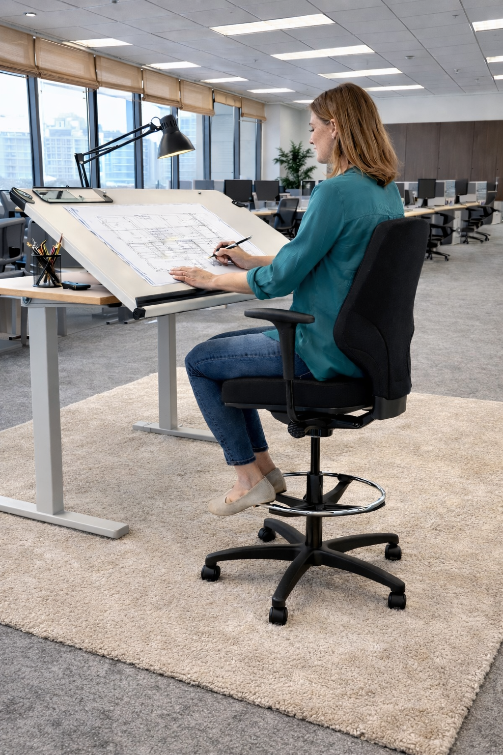 Giroflex: G64 Draughtsman Chair in Black Fabric - Refurbished