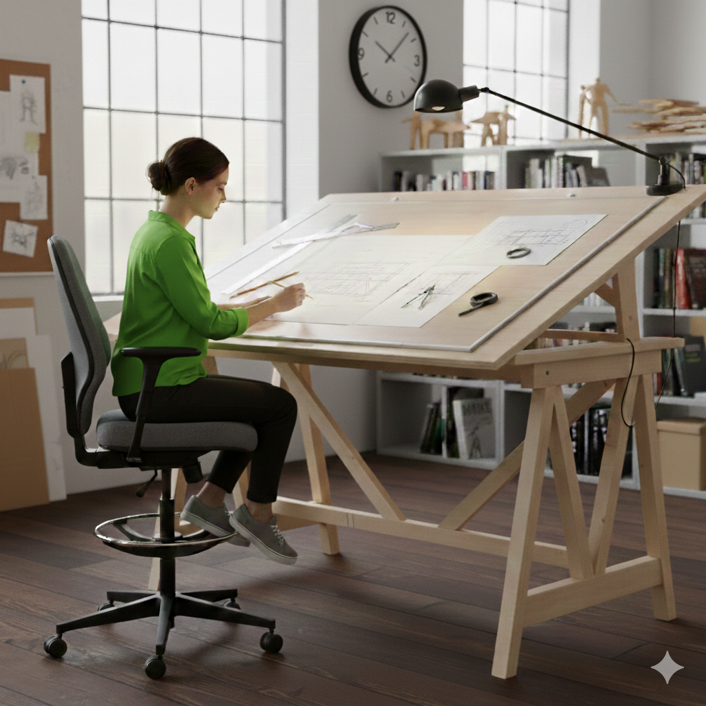 Giroflex: G64 Draughtsman Chair in Grey Fabric - Refurbished