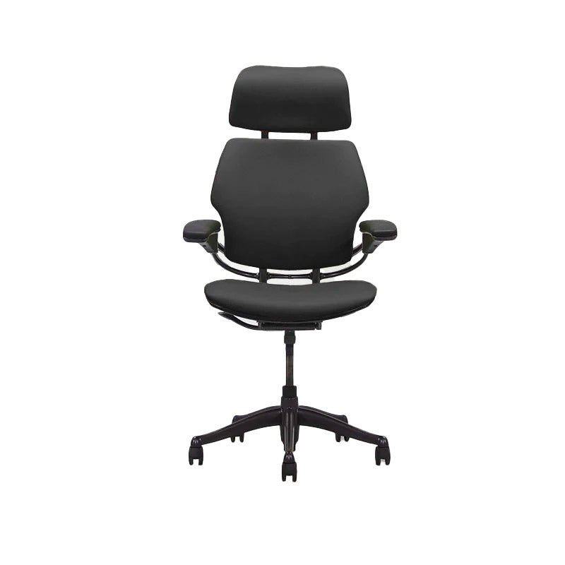 <tc>Humanscale</tc>: <tc>Freedom</tc> Hoofdsteun bureaustoel met hoge rugleuning - Zwart leer - Gereviseerd