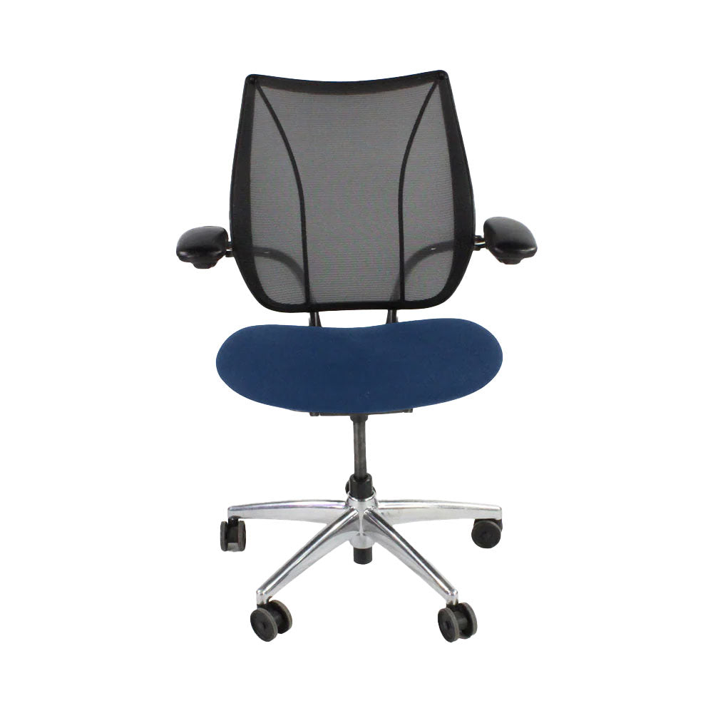 <tc>Humanscale</tc>: <tc>Liberty</tc> Bureaustoel met blauwe stof/aluminium frame - Gereviseerd