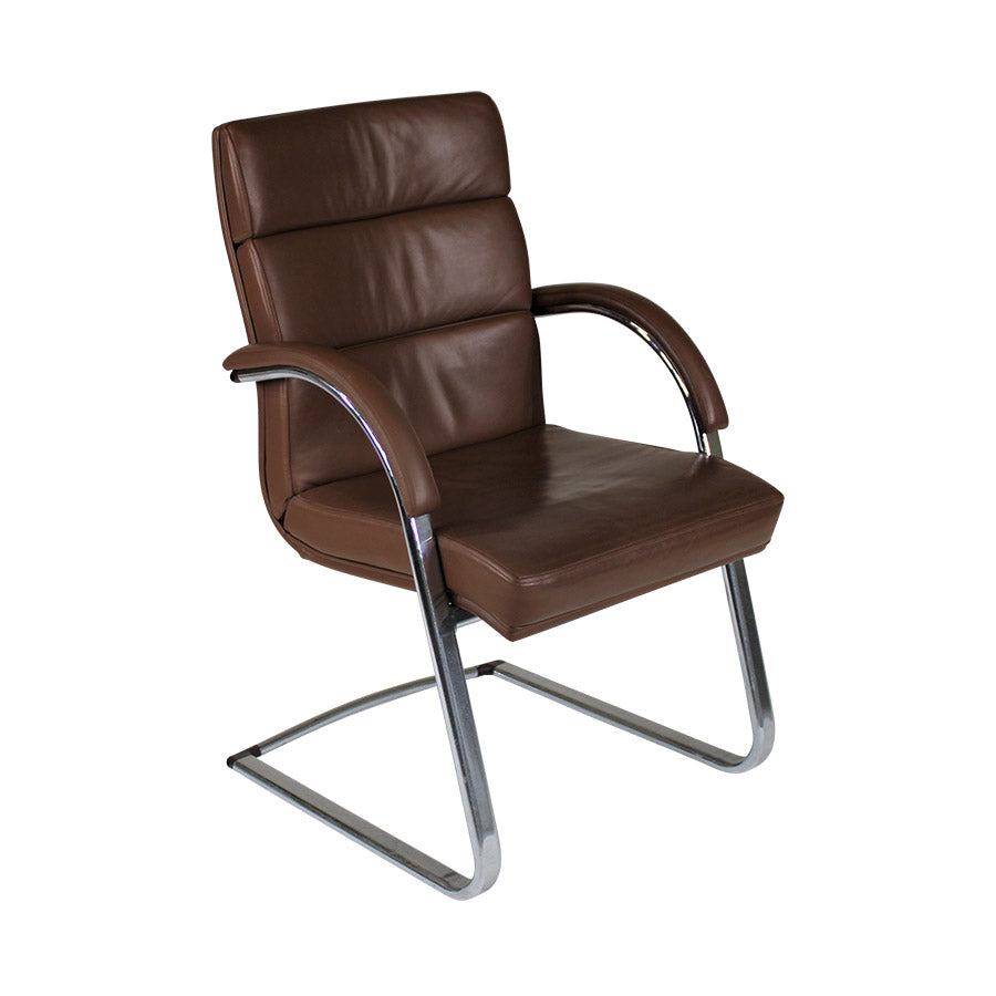 William Hands: Executive Meeting Chair in Brown Leather - Refurbished