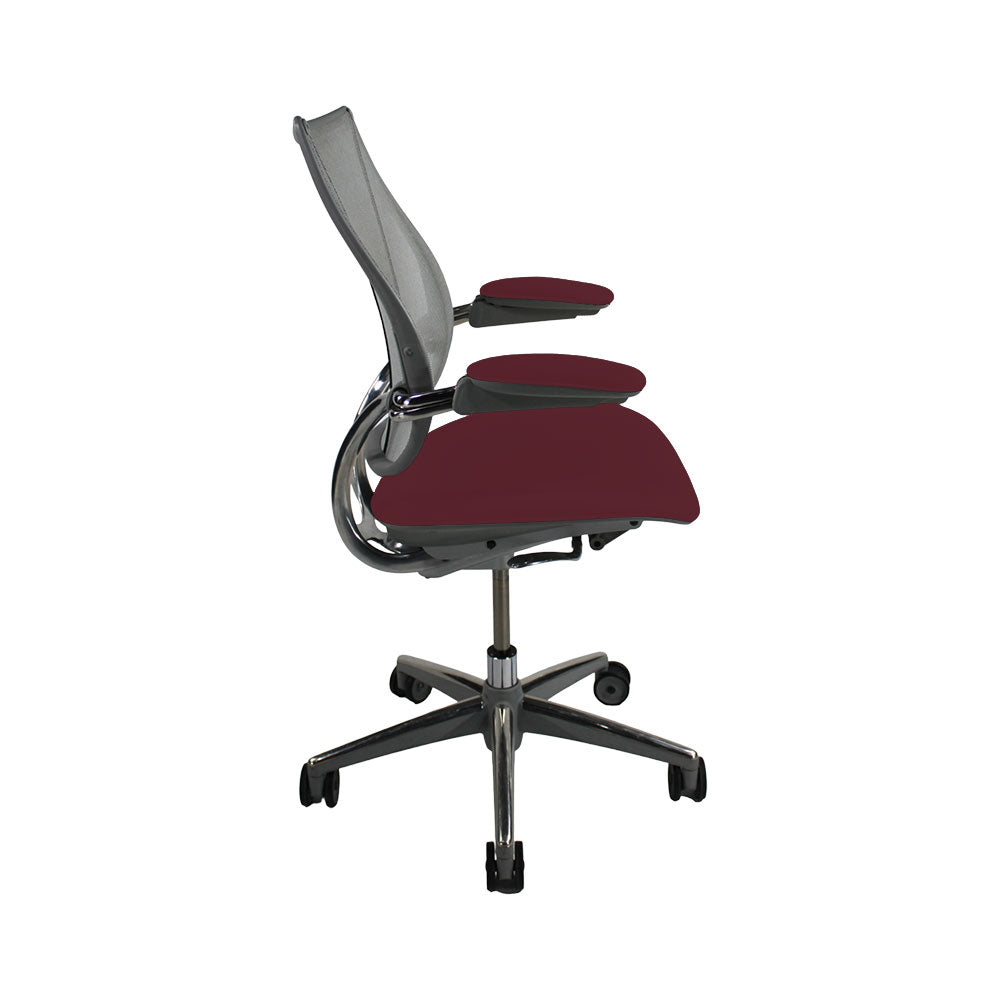 <tc>Humanscale</tc>: <tc>Liberty</tc> Bureaustoel in bordeauxrood leer - Gereviseerd