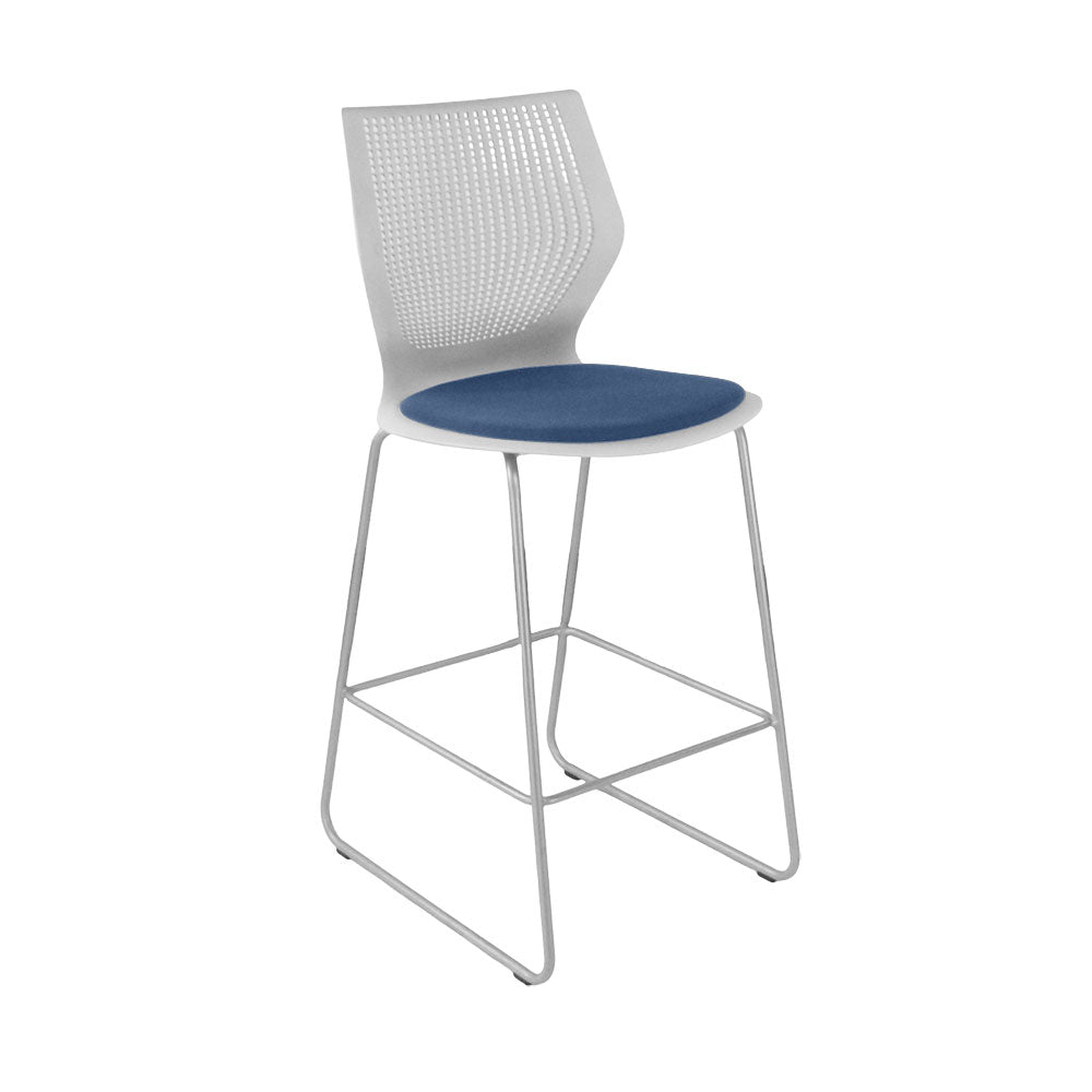 Knoll: Multigeneration Stool in Blue Fabric - Refurbished