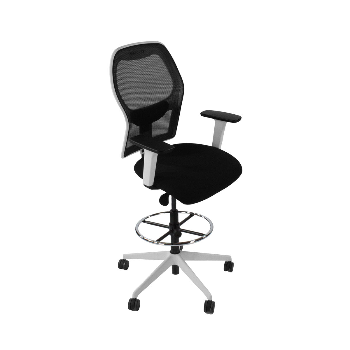 Ahrend: 160 Type Draughtsman Chair in Black Fabric - White Base - Refurbished