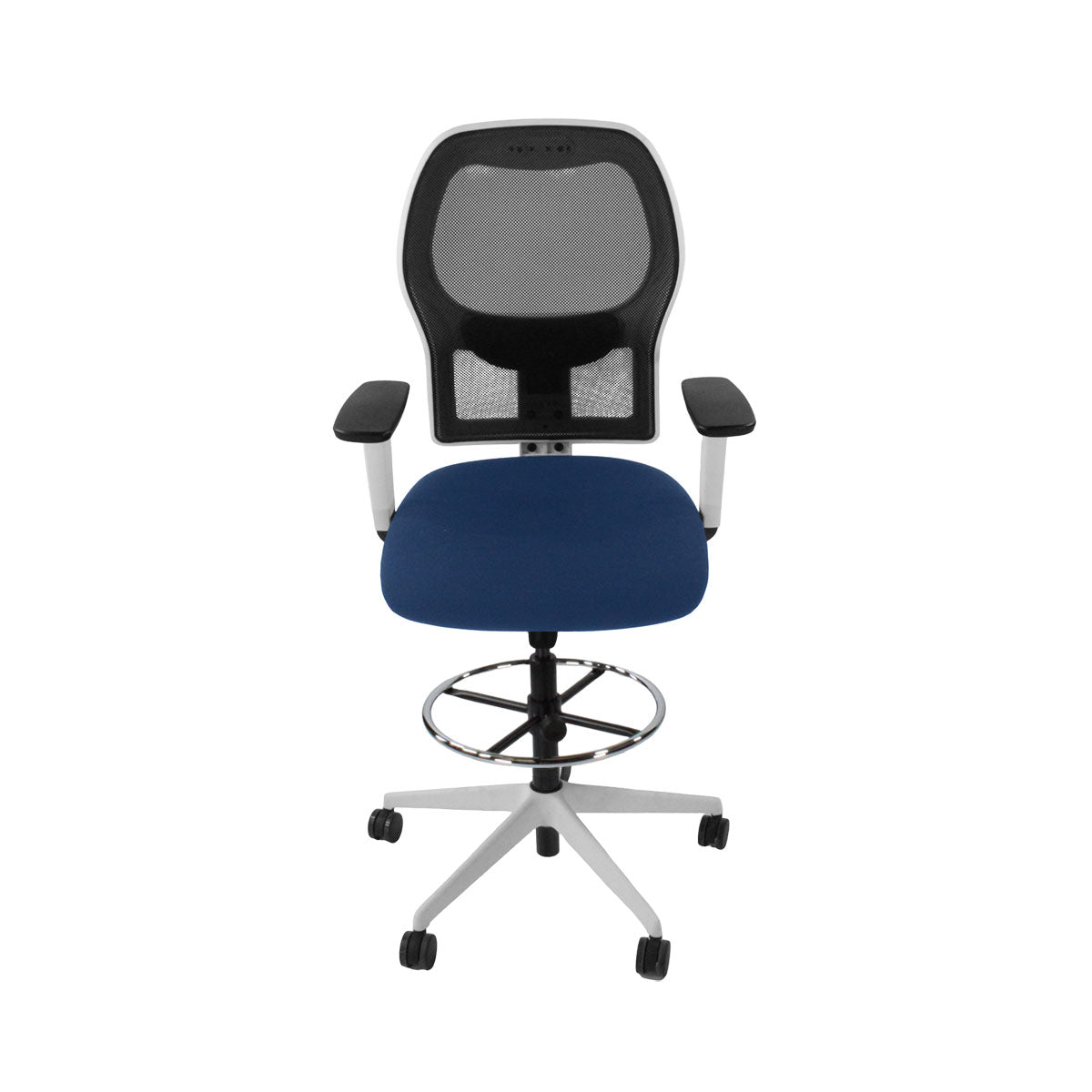 Ahrend: 160 Type Draughtsman Chair in Blue Fabric - White Base - Refurbished