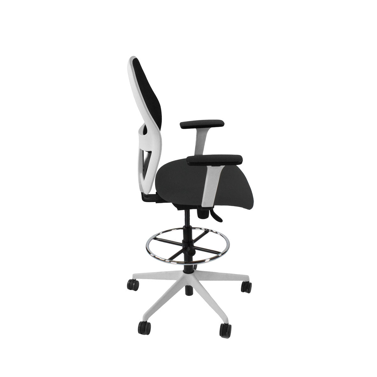 Ahrend: 160 Type Draughtsman Chair in Grey Fabric - White Base - Refurbished