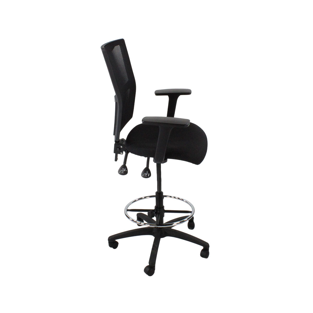 Saxen: Ergo 2 Draughtsman Chair in Black Fabric - Refurbished