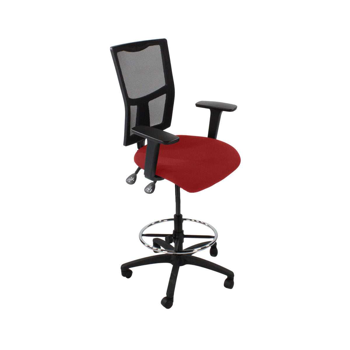 Saxen: Ergo 2 Draughtsman Chair in Red Fabric - Refurbished