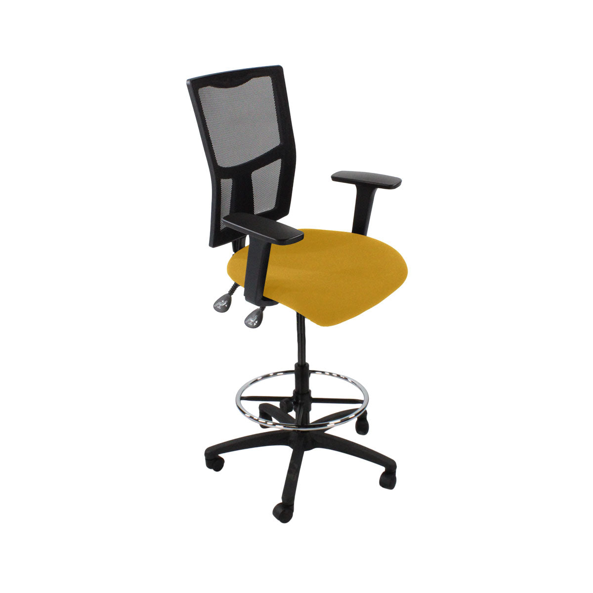 Saxen: Ergo 2 Draughtsman Chair in Yellow Fabric - Refurbished