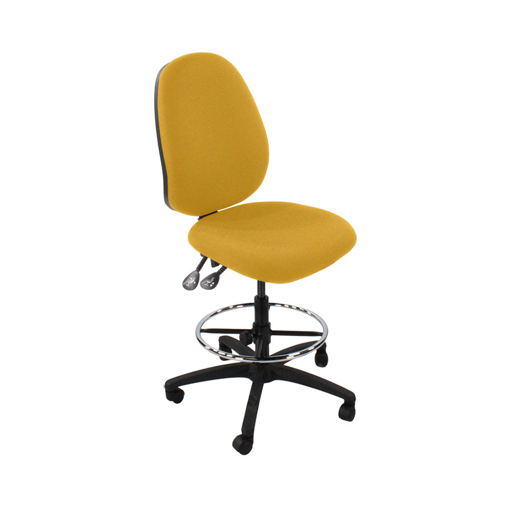 Saxen: Scoop High Draughtsman Chair Without Arms in Yellow Fabric - Refurbished