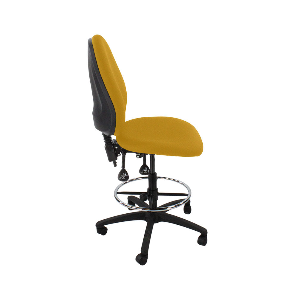Saxen: Scoop High Draughtsman Chair Without Arms in Yellow Fabric - Refurbished