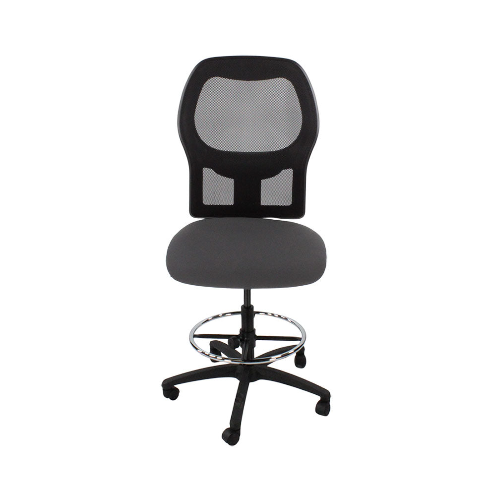 Ahrend: 160 Type Draughtsman Chair Without Arm in Grey Fabric - Black Base - Refurbished