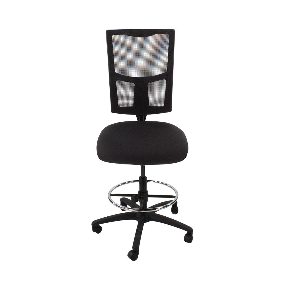 Saxen: Ergo 2 Draughtsman Chair Without Arms in Black Fabric - Refurbished