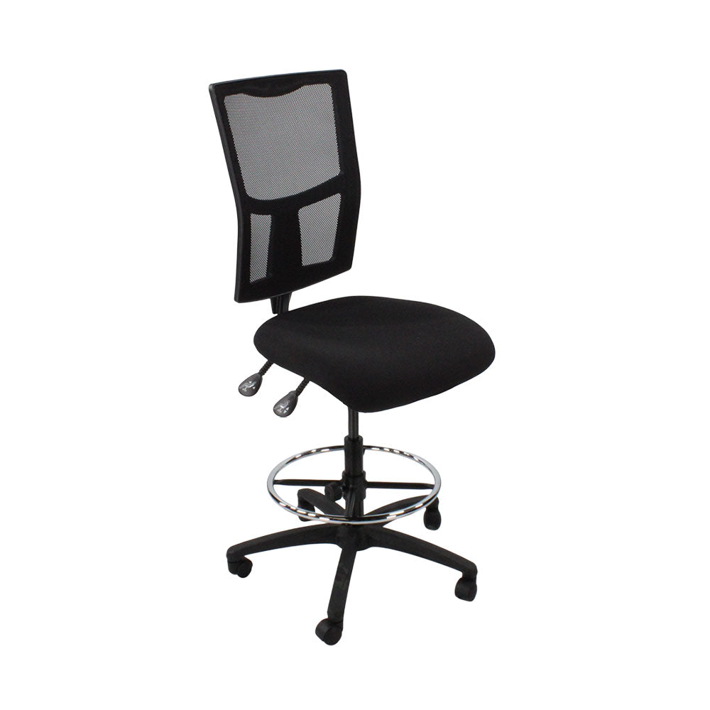 Saxen: Ergo 2 Draughtsman Chair Without Arms in Black Fabric - Refurbished