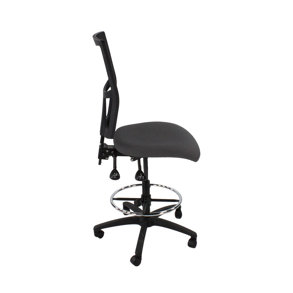 Saxen: Ergo 2 Draughtsman Chair Without Arms in Grey Fabric - Refurbished