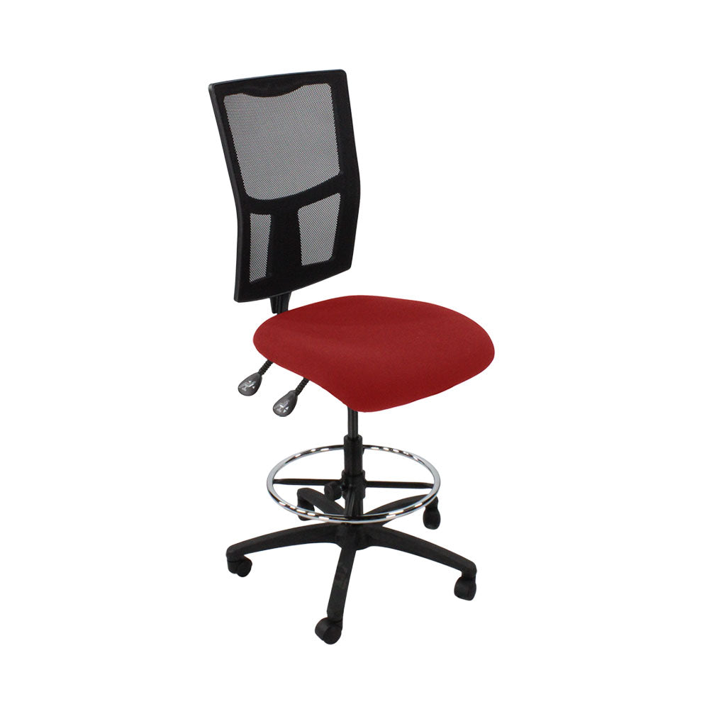 Saxen: Ergo 2 Draughtsman Chair Without Arms in Red Fabric - Refurbished