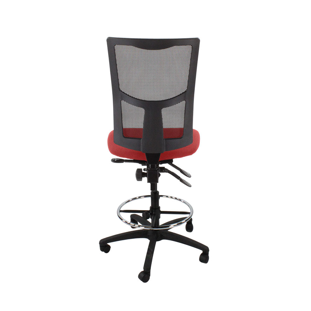 Saxen: Ergo 2 Draughtsman Chair Without Arms in Red Fabric - Refurbished