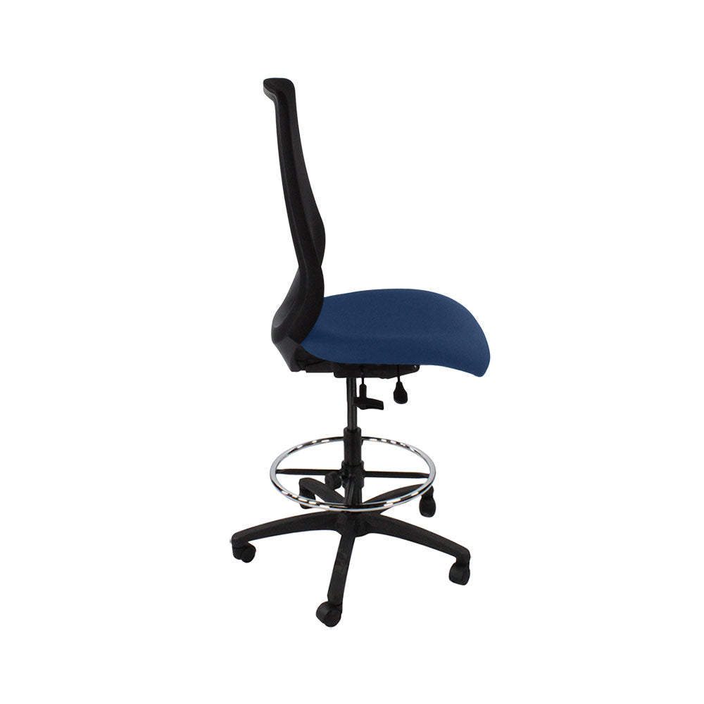Saxen: Scudo Draughtsman Chair Without Arms in Blue Fabric - Refurbished