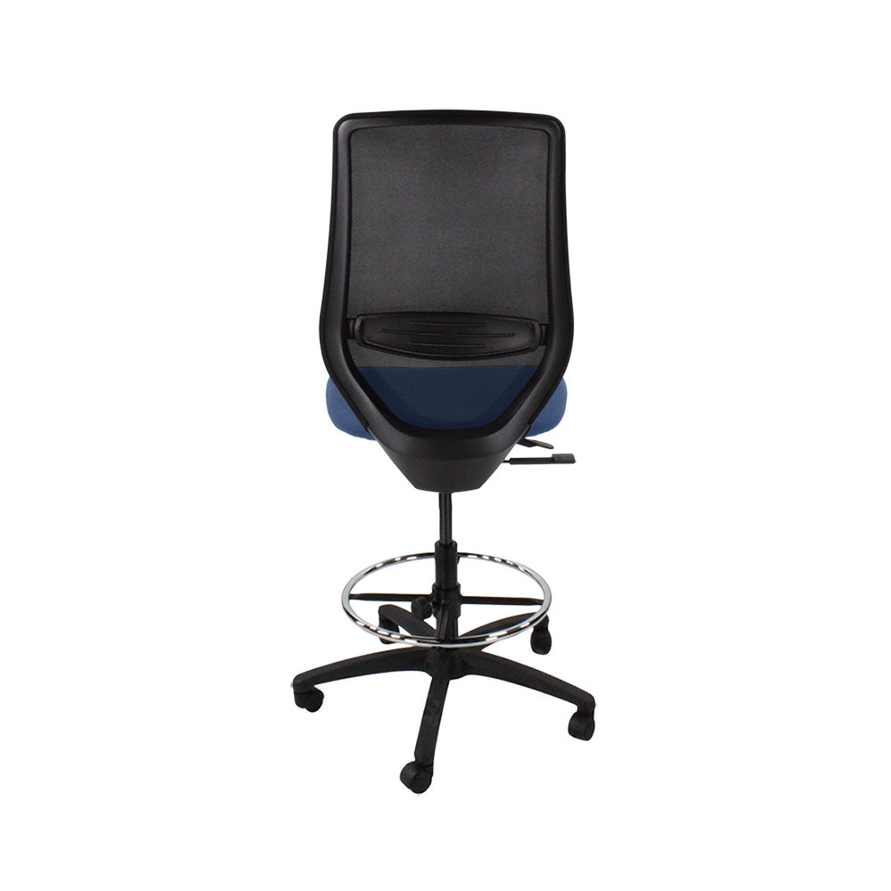 Saxen: Scudo Draughtsman Chair Without Arms in Blue Fabric - Refurbished