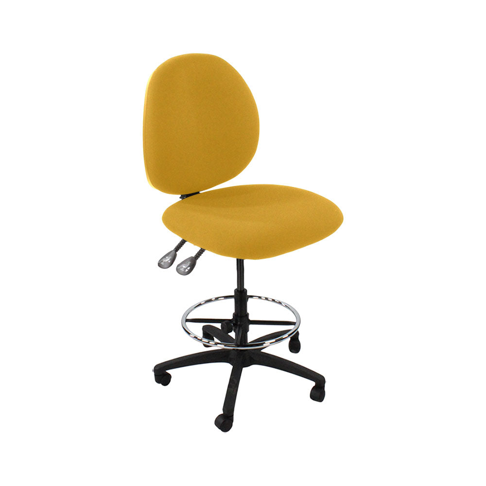Saxen: Scoop Draughtsman Chair Without Arms in Yellow Fabric - Refurbished