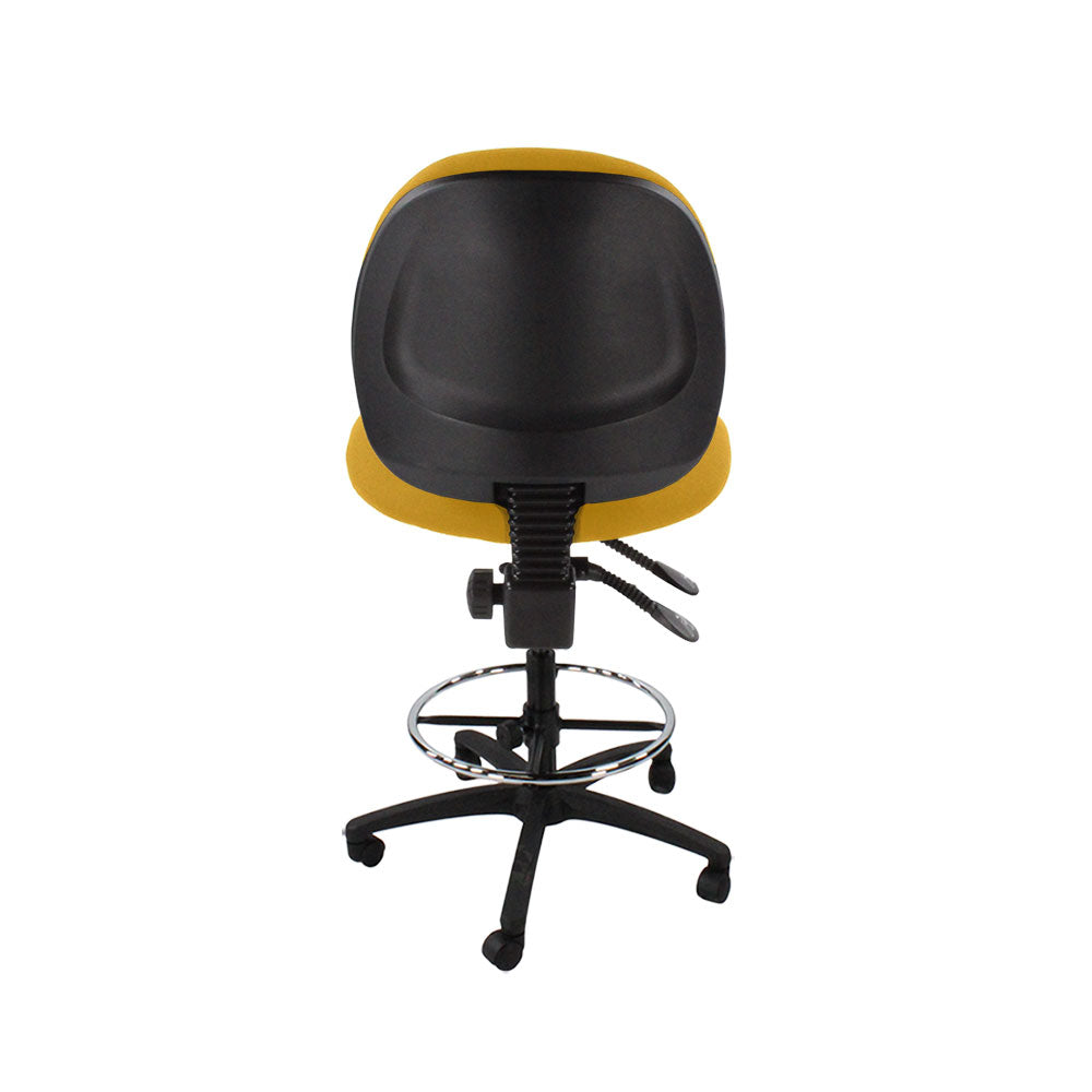 Saxen: Scoop Draughtsman Chair Without Arms in Yellow Fabric - Refurbished