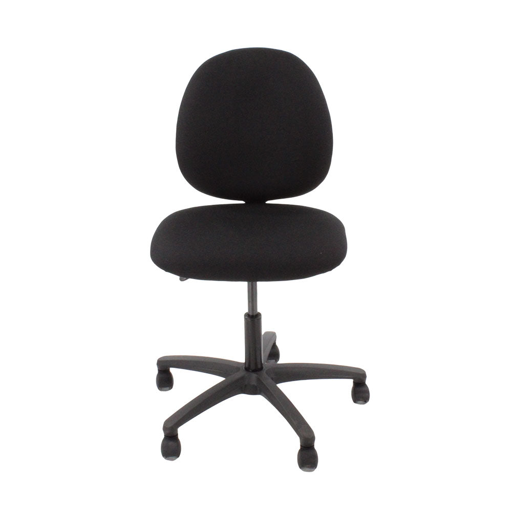 Saxen: Scoop Operator Chair in Black Fabric Without Arms - Refurbished