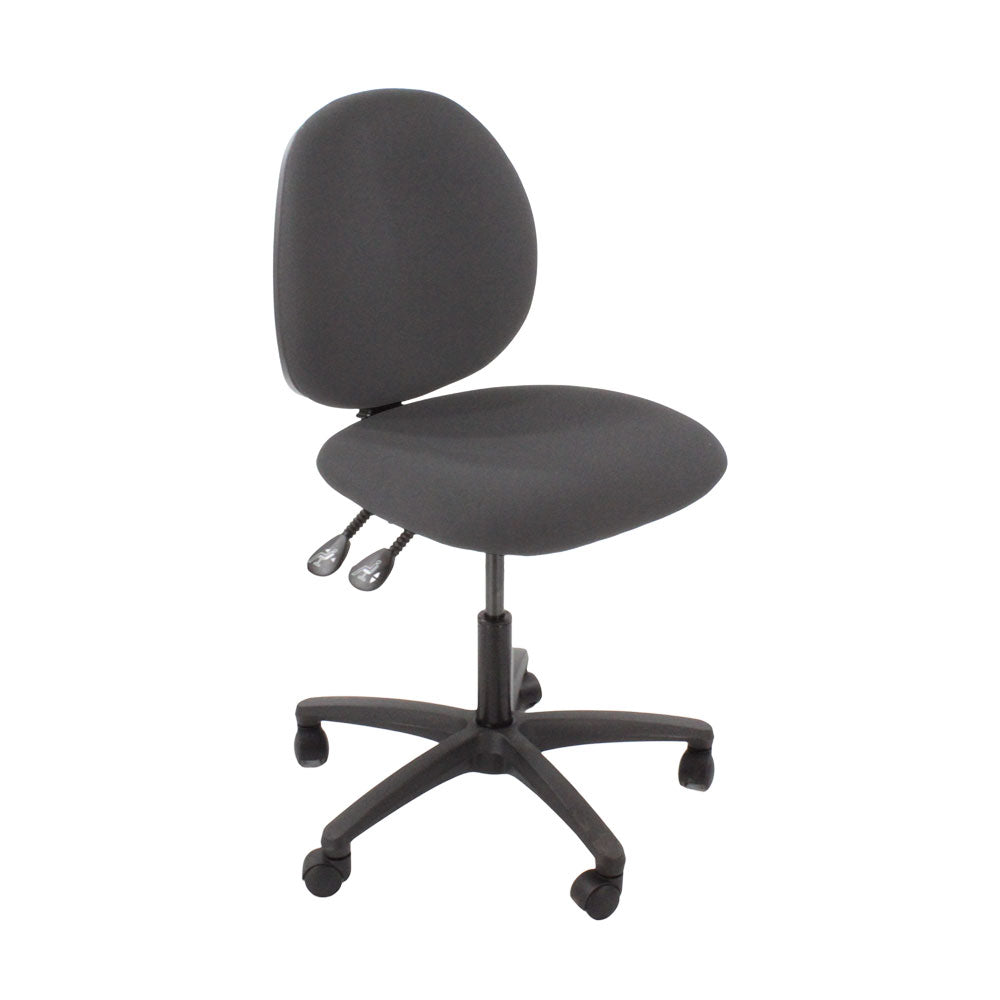 Saxen: Scoop Operator Chair in Grey Fabric Without Arms - Refurbished