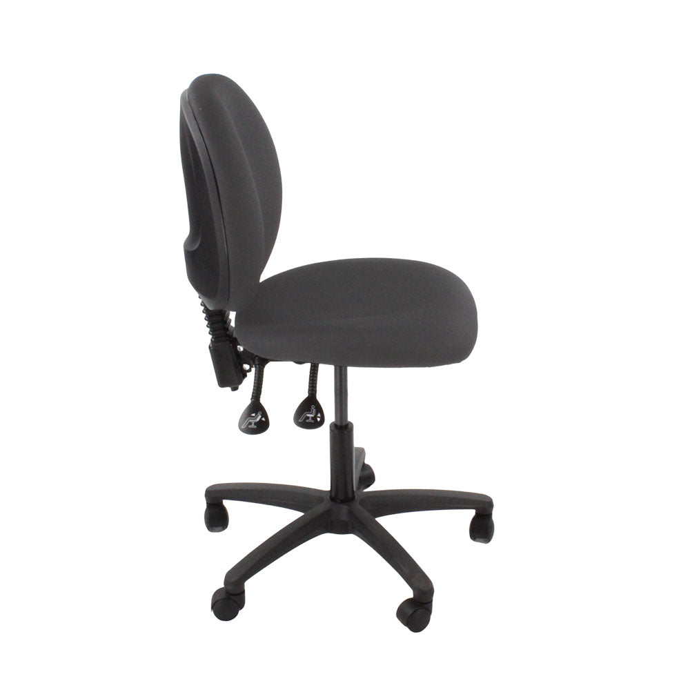 Saxen: Scoop Operator Chair in Grey Fabric Without Arms - Refurbished