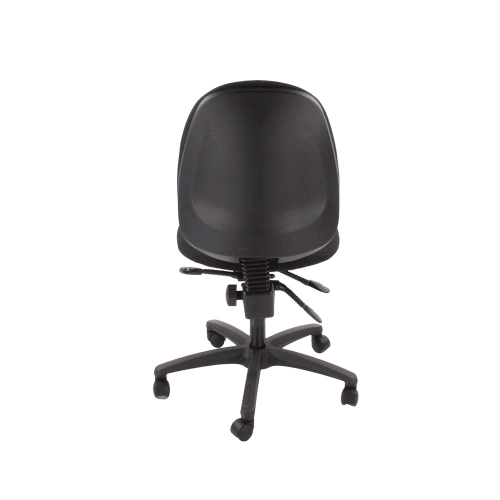 Saxen: Scoop High Operator Chair in Black Leather Without Arms - Refurbished