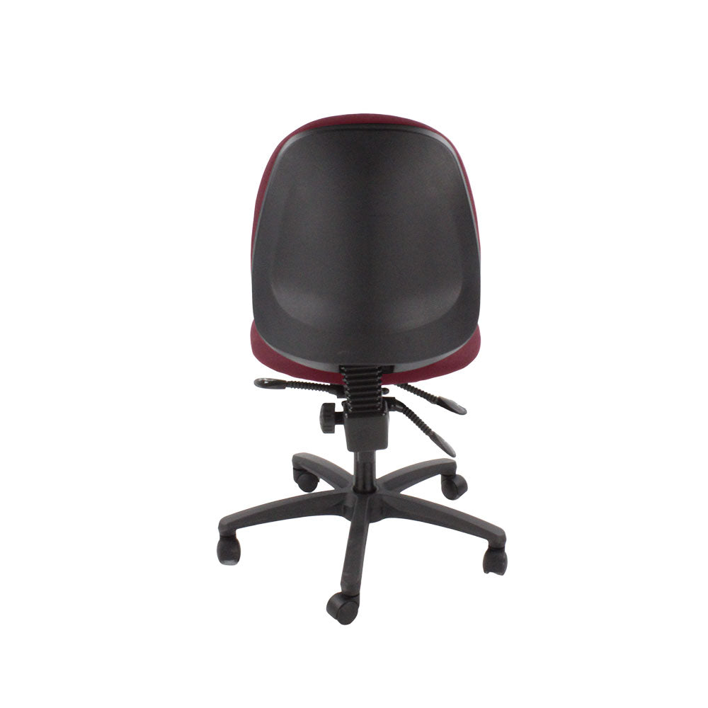 Saxen: Scoop High Operator Chair in Burgundy Leather Without Arms - Refurbished