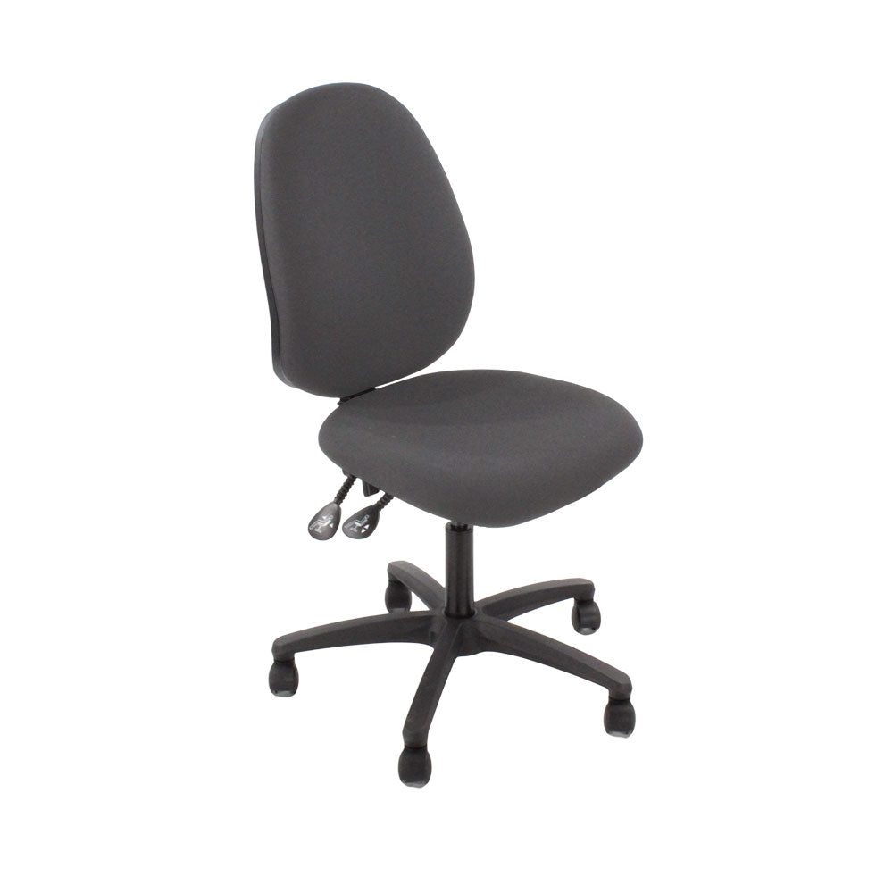Saxen: Scoop High Operator Chair in Grey Fabric Without Arms - Refurbished