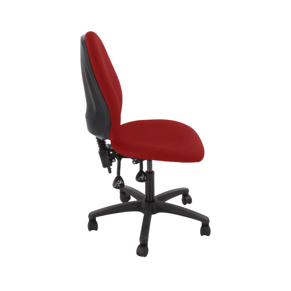 Saxen: Scoop High Operator Chair in Red Fabric Without Arms - Refurbished