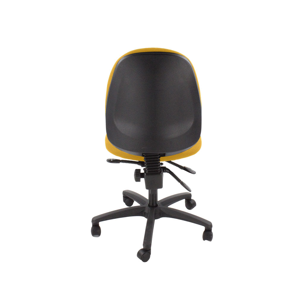 Saxen: Scoop High Operator Chair in Yellow Fabric Without Arms - Refurbished
