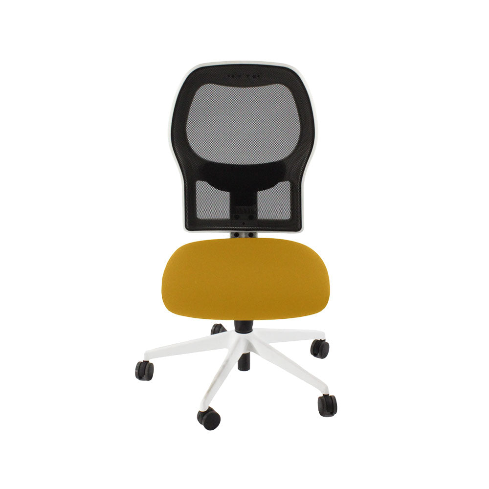 <tc>Ahrend</tc>: 160 Type Bureaustoel in Gele Stof/Wit Frame Zonder Armen - Gereviseerd