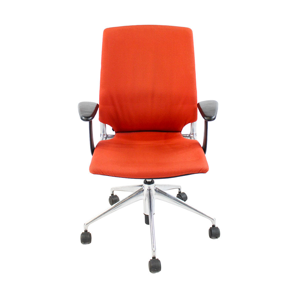 Vitra: Meda Office Chair with Aluminium Frame in Red Fabric - Refurbished