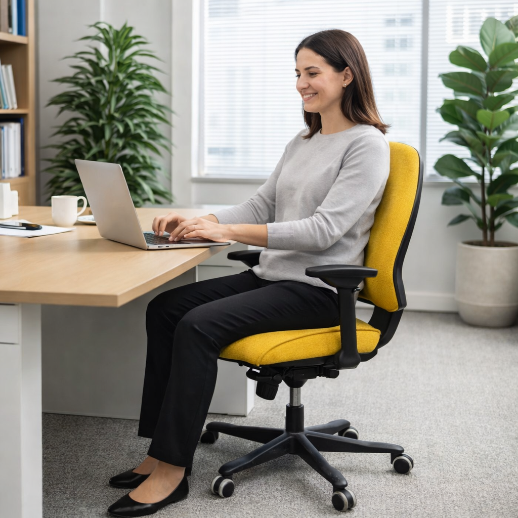 <tc>Kinnarps</tc>Gele secretaressestoel - gerenoveerd