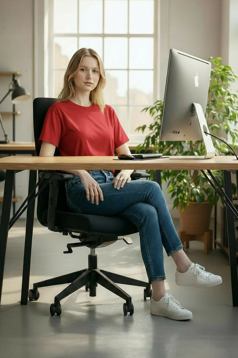 <tc>Sedus</tc>: <tc>Netwin</tc> NW-100 stoel met mesh-rug in blauwe stof - opgeknapt