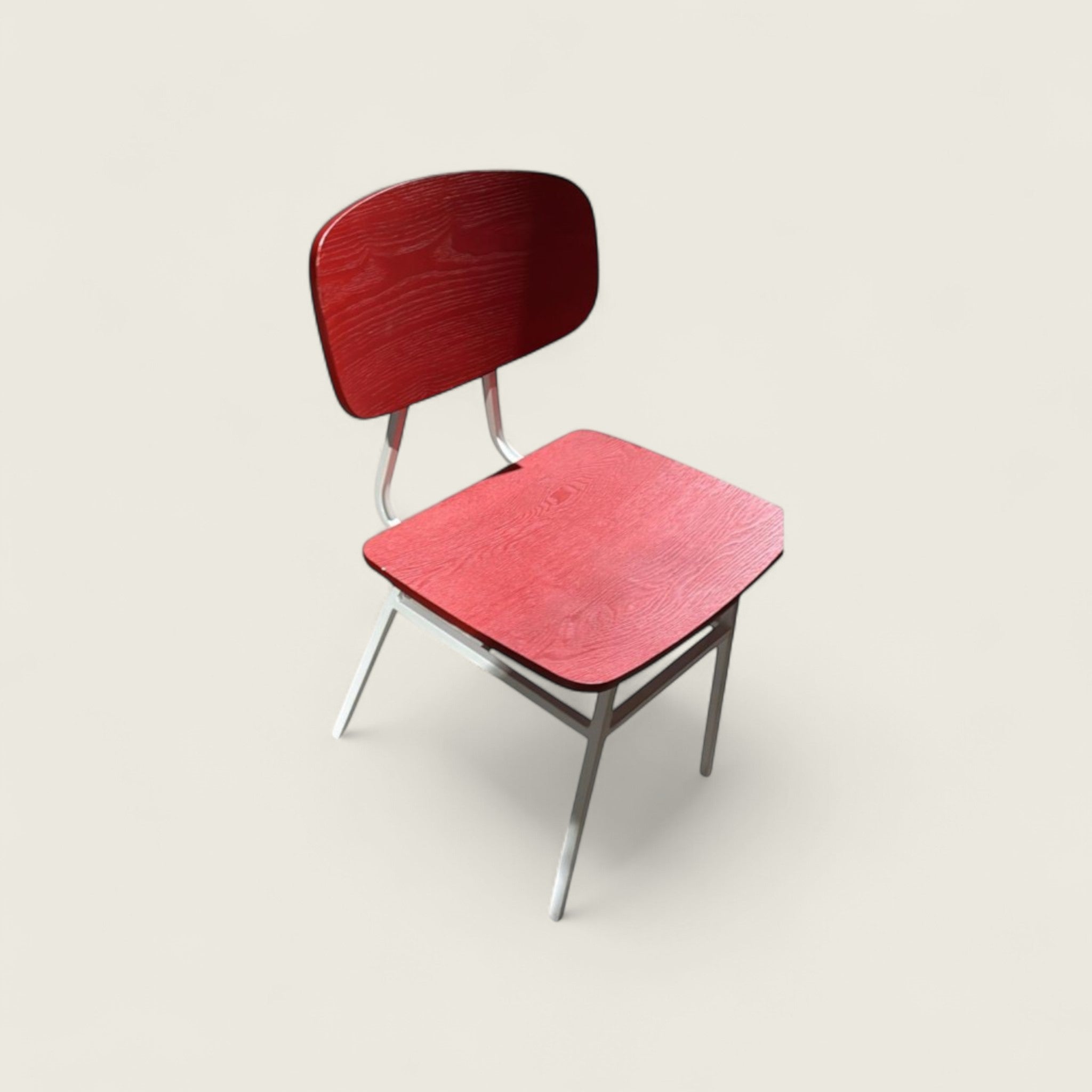 New Design Group: Red Natural Wood Florence Canteen Chair - Refurbished