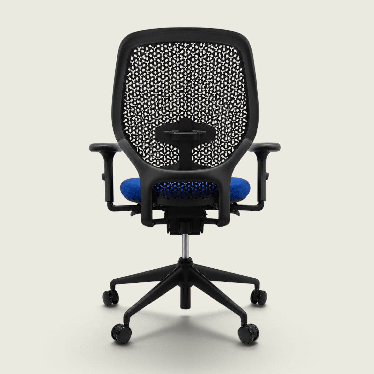 Orangebox: Ara - Task Chair - Black Elastomer Back and Blue Fabric Seat - Refurbished