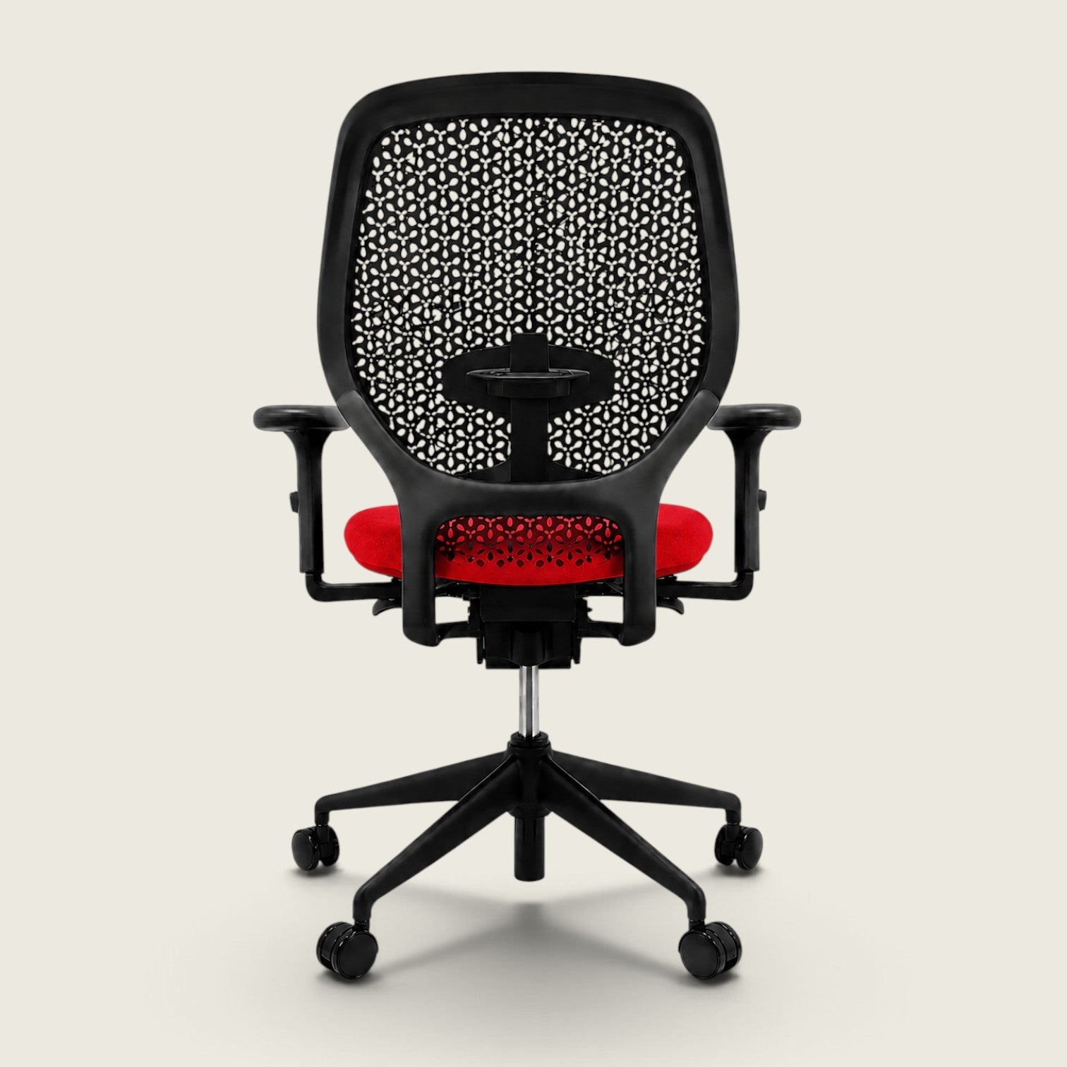 Orangebox: Ara - Task Chair - Black Elastomer Back and Red Fabric Seat - Refurbished