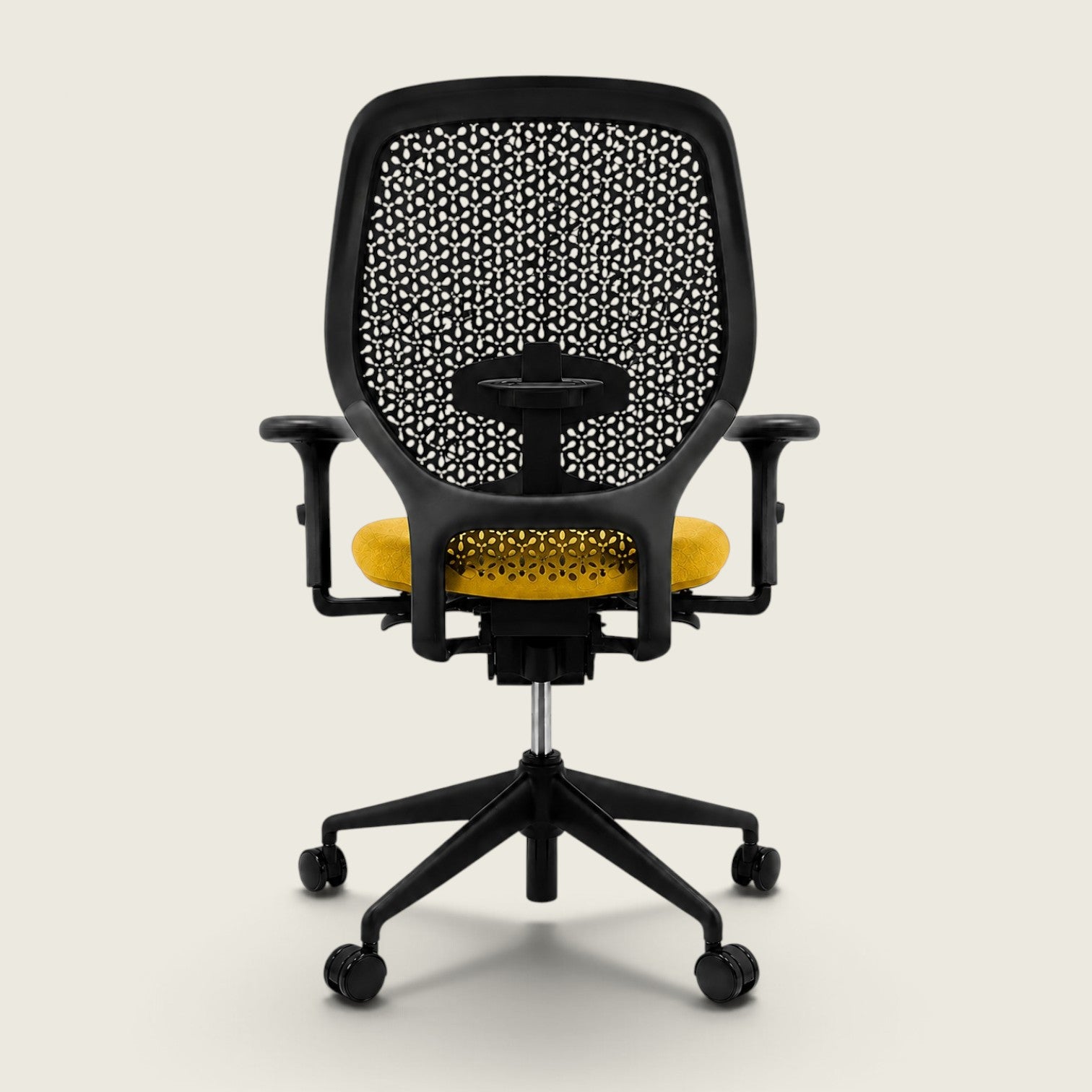 Orangebox: Ara - Task Chair - Black Elastomer Back and Yellow Fabric Seat - Refurbished