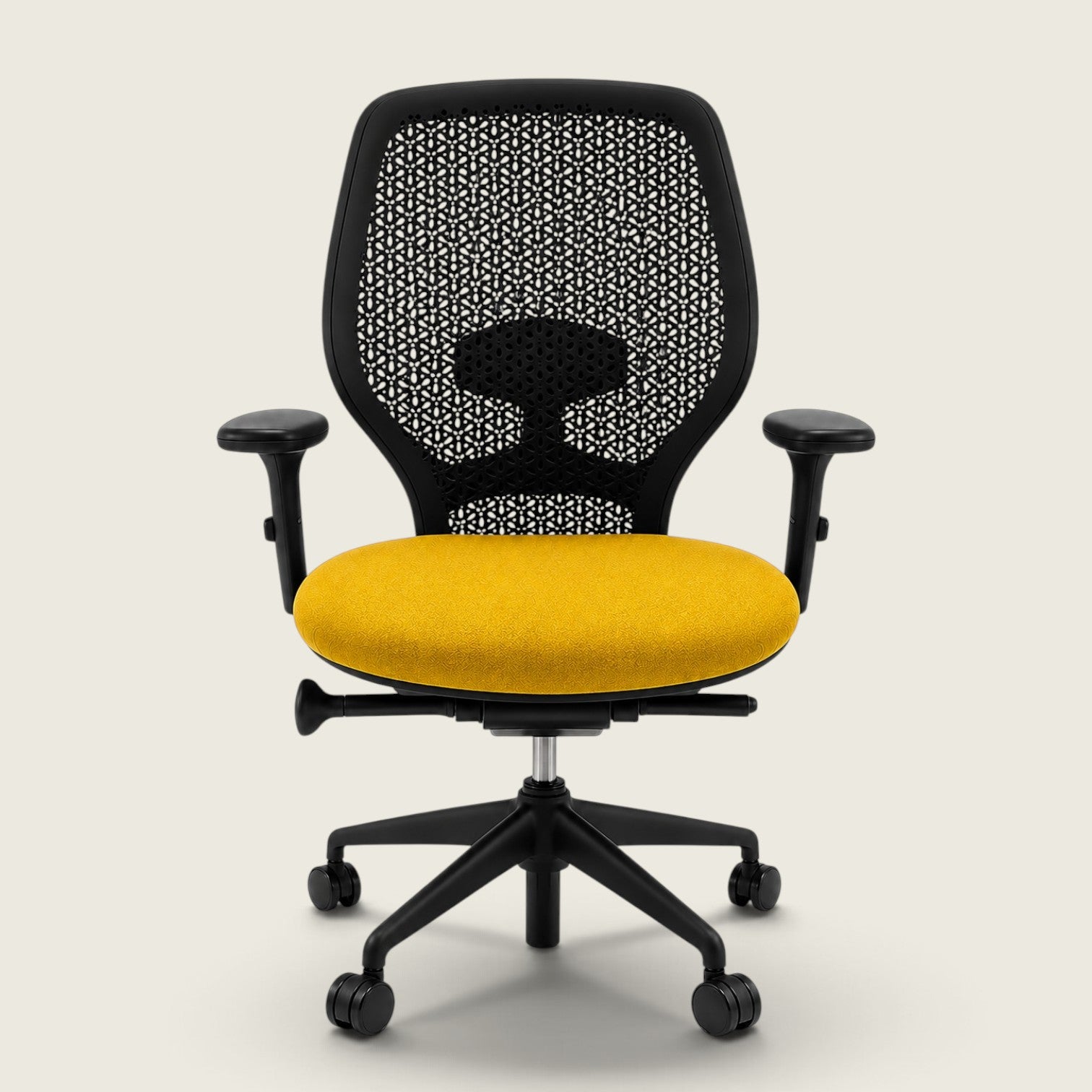 Orangebox: Ara - Task Chair - Black Elastomer Back and Yellow Fabric Seat - Refurbished