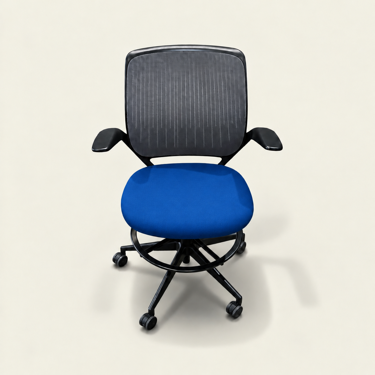 Steelcase: Cobi Draughtsman Chair in Blue Fabric with a Grey Mesh Back - Refurbished