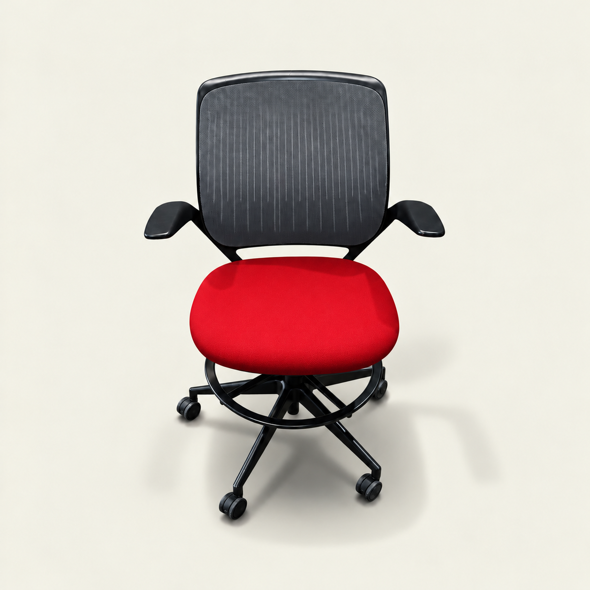 Steelcase: Cobi Draughtsman Chair in Red Fabric with a Grey Mesh Back- Refurbished